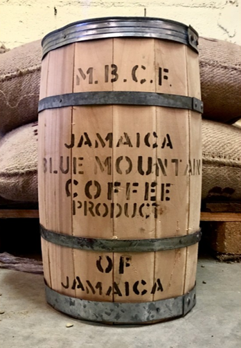 Fût de chêne transportant du café Blue Mountain